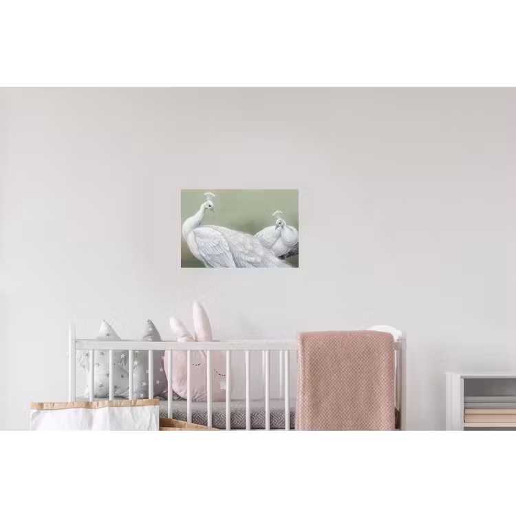 Pauwen - Wit - Natuur - Groen Muursticker klein -kinderkamer