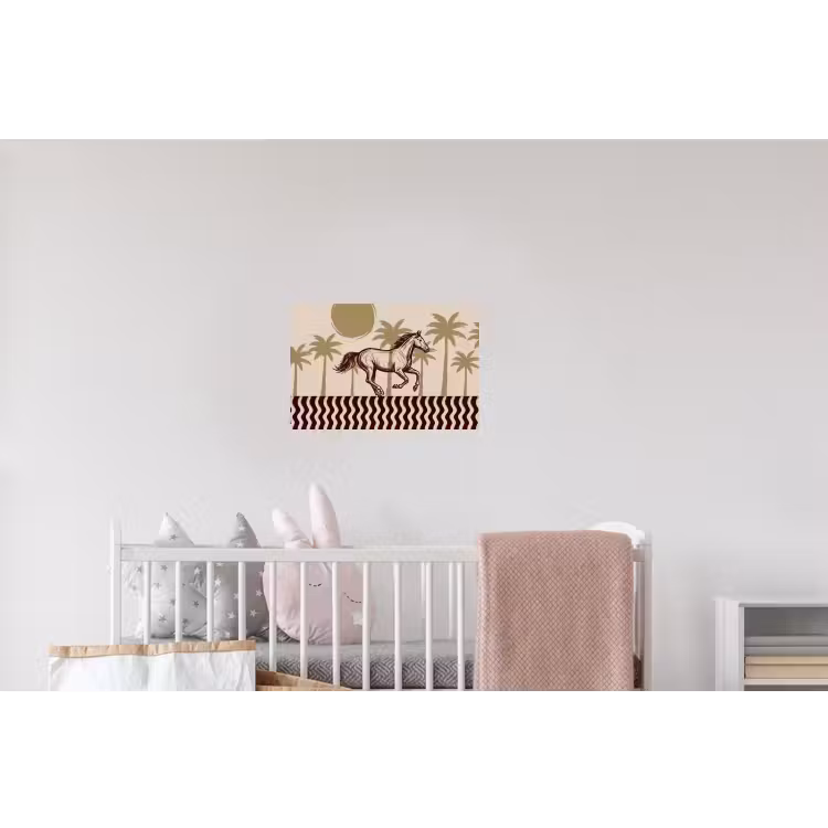 Paard - Galopperend - Woestijn - Illustratie Muursticker klein -kinderkamer