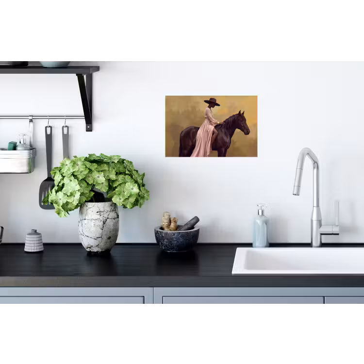 Paard - Klassiek - Oker Muursticker klein -keuken