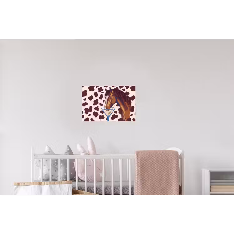 Paard - Martini - Dieren - Abstract - Bruin Muursticker klein -kinderkamer