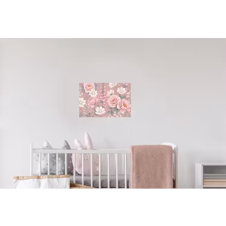 Pioenrozen - Vingerhoedskruid - Pink Muursticker klein -kinderkamer