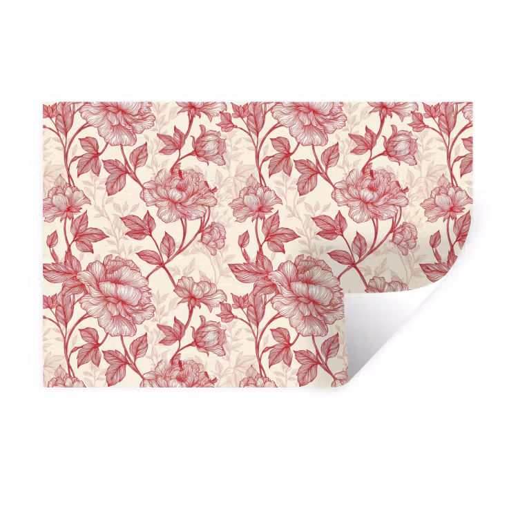 Pioenrozen - Modern - Rood Muursticker klein 286 -3d