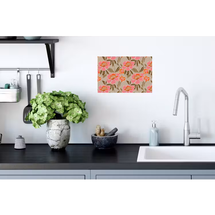 Pioenrozen - Patroon - Roze Muursticker klein 286 -keuken
