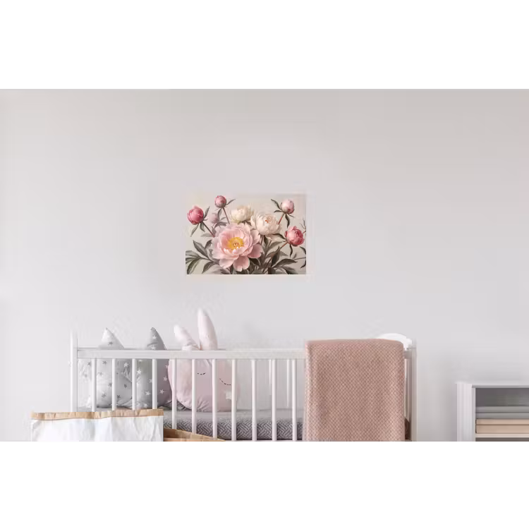 Pioenrozen - Boeket - Roze Muursticker klein -kinderkamer