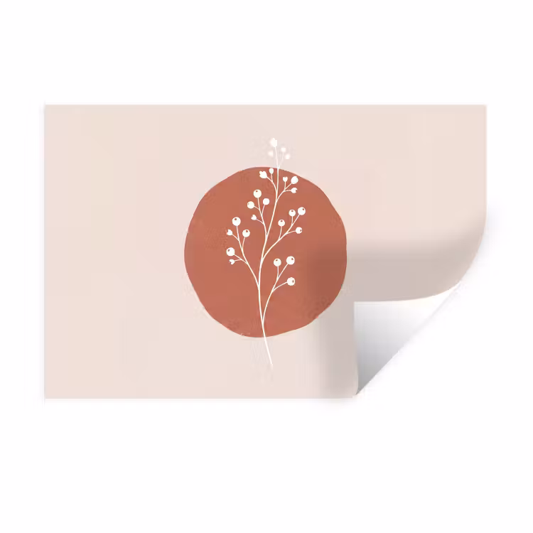 Plant - Tak - Abstract - Modern - Wit Muursticker klein -3d