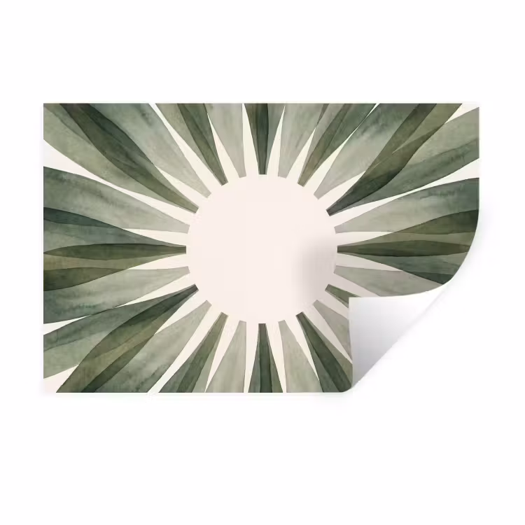 Planten - Abstract - Waterverf - Groen - Natuur Muursticker klein -3d