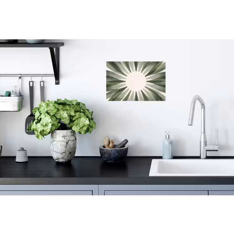 Planten - Abstract - Waterverf - Groen - Natuur Muursticker klein -keuken