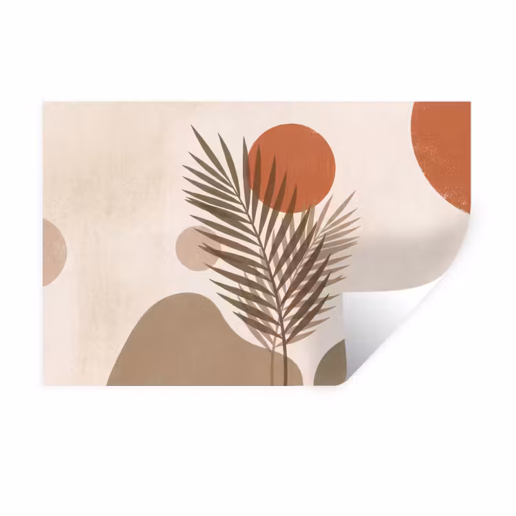 Planten - Bladeren - Abstract - Modern - Beige Muursticker klein -3d