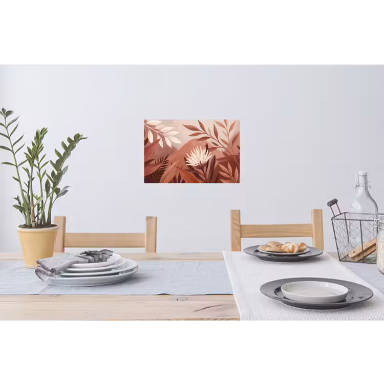 Planten - Bladeren - Botanisch - Modern - Bruin Muursticker klein -eettafel