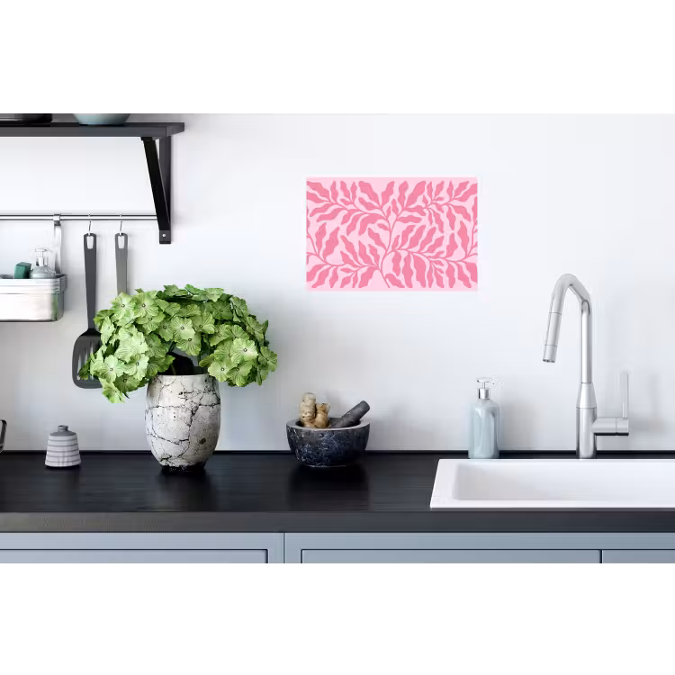 Planten - Organisch - Abstract - Modern - Roze Muursticker klein -keuken