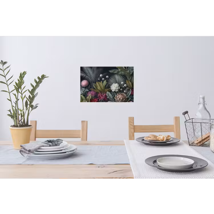Planten - Tropisch - Botanisch - Donker - Groen Muursticker klein -eettafel
