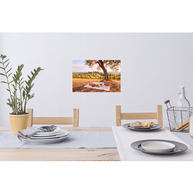 Picknick - Wijngaard - Landschap - Zomer - Eten Muursticker klein -eettafel
