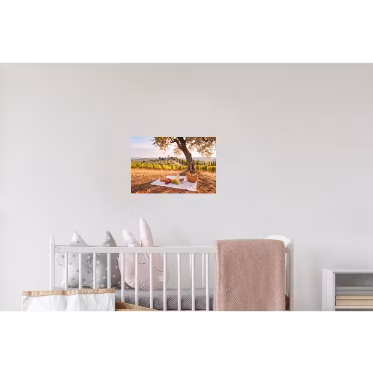 Picknick - Wijngaard - Landschap - Zomer - Eten Muursticker klein -kinderkamer