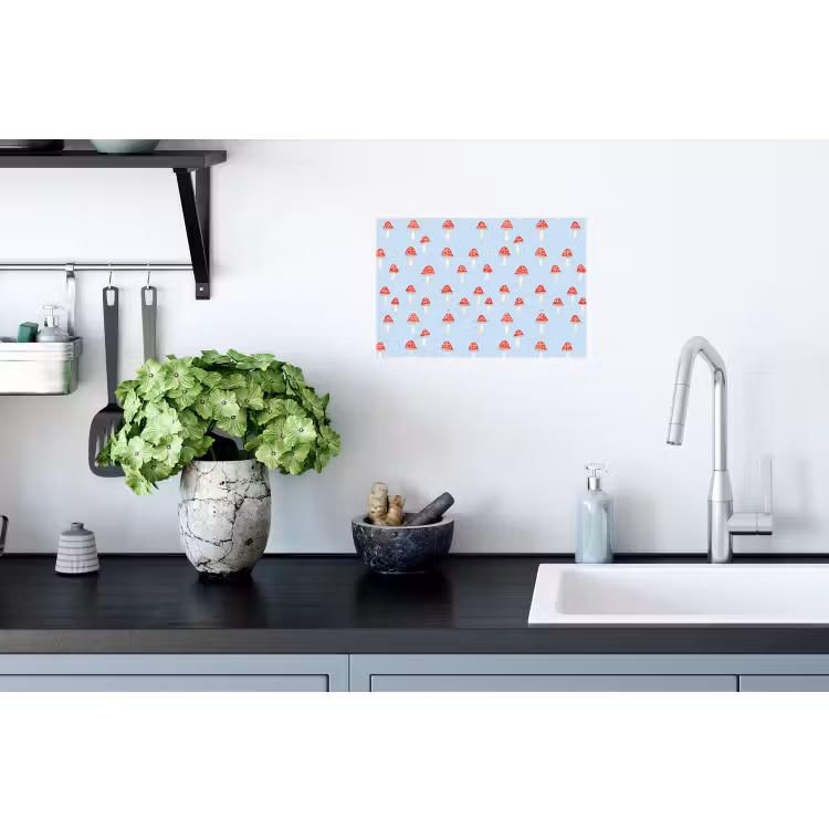Paddenstoel -Sprookje - Blauw Muursticker klein 286 -keuken