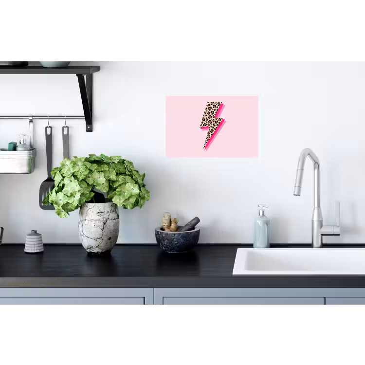 Stippen - Roze - Bliksem Muursticker klein -keuken