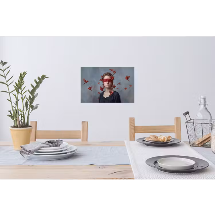 Portret - Krachtig - Rood Muursticker klein -eettafel