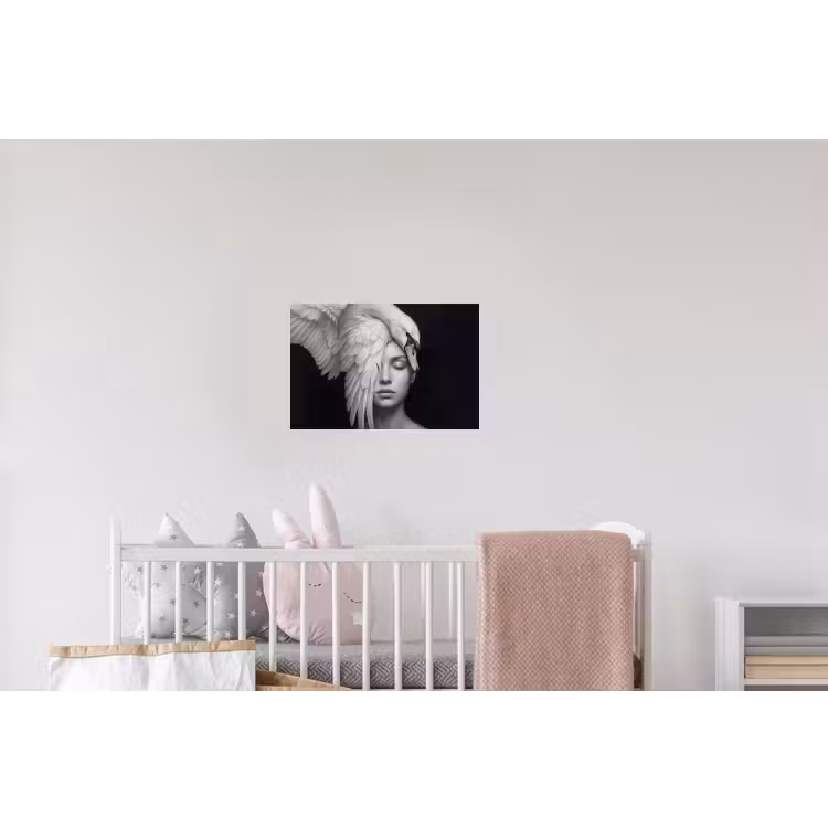 Portret - Zwaan - Zwart - Wit Muursticker klein -kinderkamer