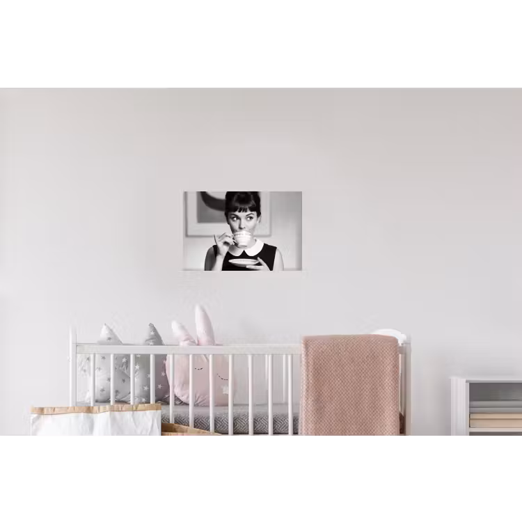 Portret - Thee - Vrouw Muursticker klein -kinderkamer