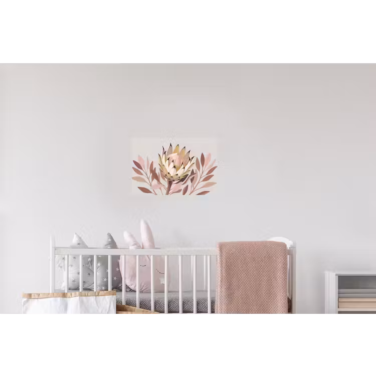 Protea - Bloem - Botanisch - Beige Muursticker klein -kinderkamer