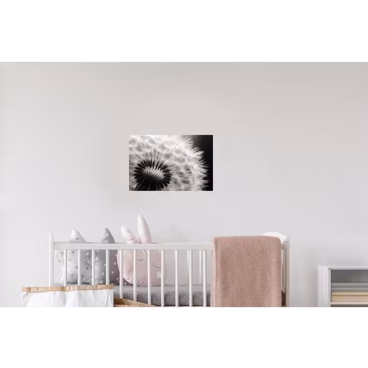 Paardenbloem - Zwart - Wit Muursticker klein -kinderkamer