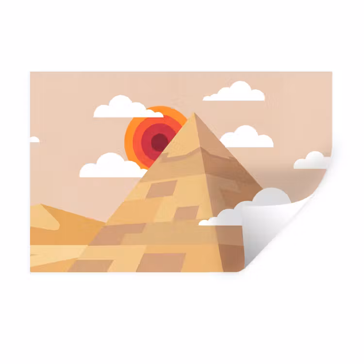 Piramide - Zon - Woestijn - Modern - Oranje Muursticker klein -3d