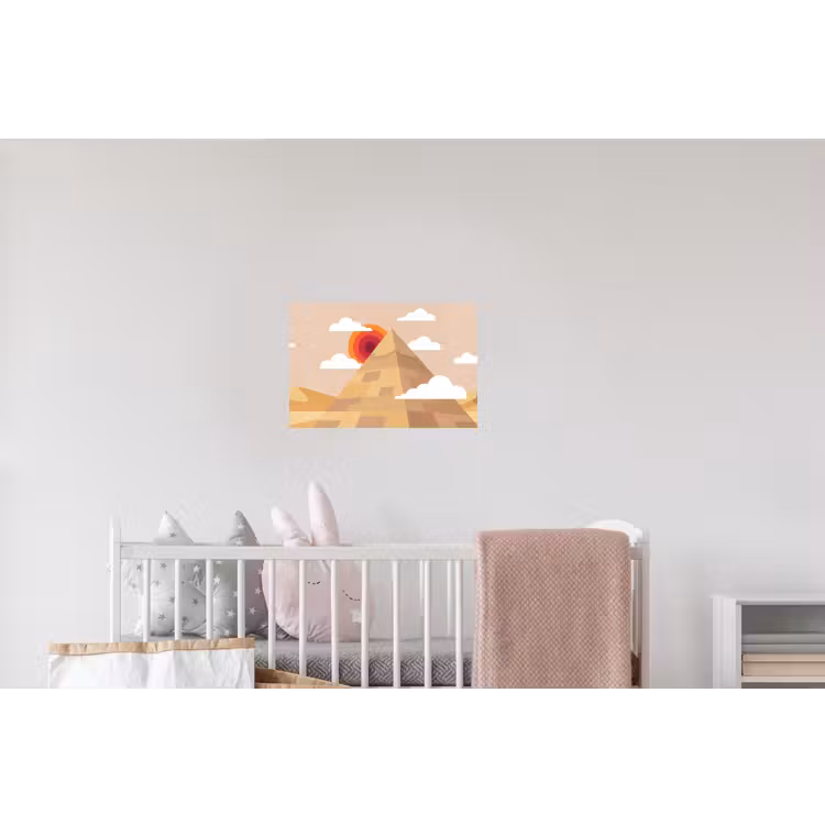 Piramide - Zon - Woestijn - Modern - Oranje Muursticker klein -kinderkamer