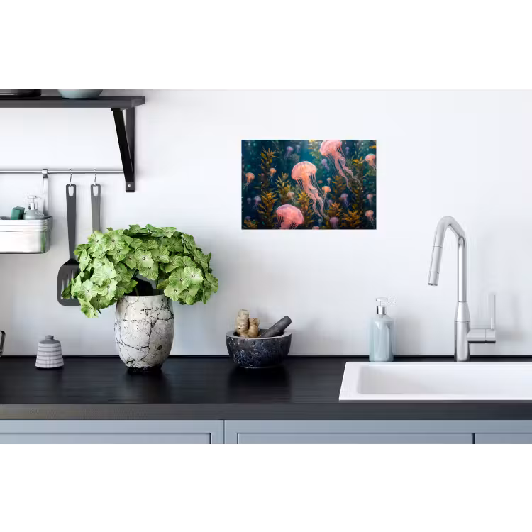 Kwal - Roze - Onderwater - Zeeleven - Dieren Muursticker klein -keuken