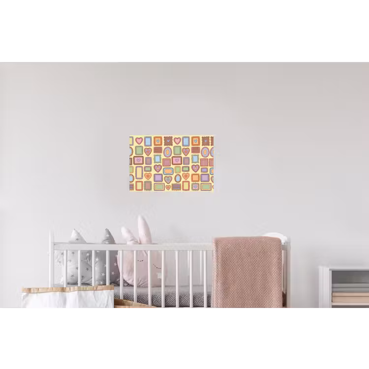 Lijst - Patroon - Hart - Speels - Kleurrijk Muursticker klein -kinderkamer
