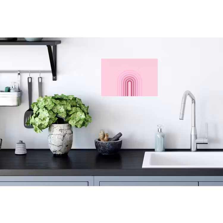 Regenboog - Roze - Abstract - Modern - Minimalistisch Muursticker klein -keuken