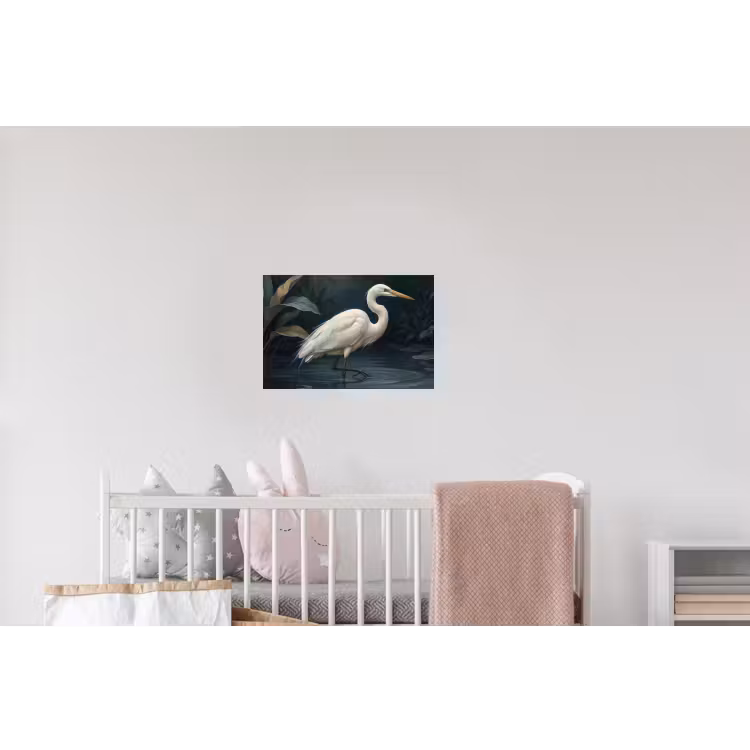Reiger - Water - Natuur - Modern - Wit Muursticker klein -kinderkamer