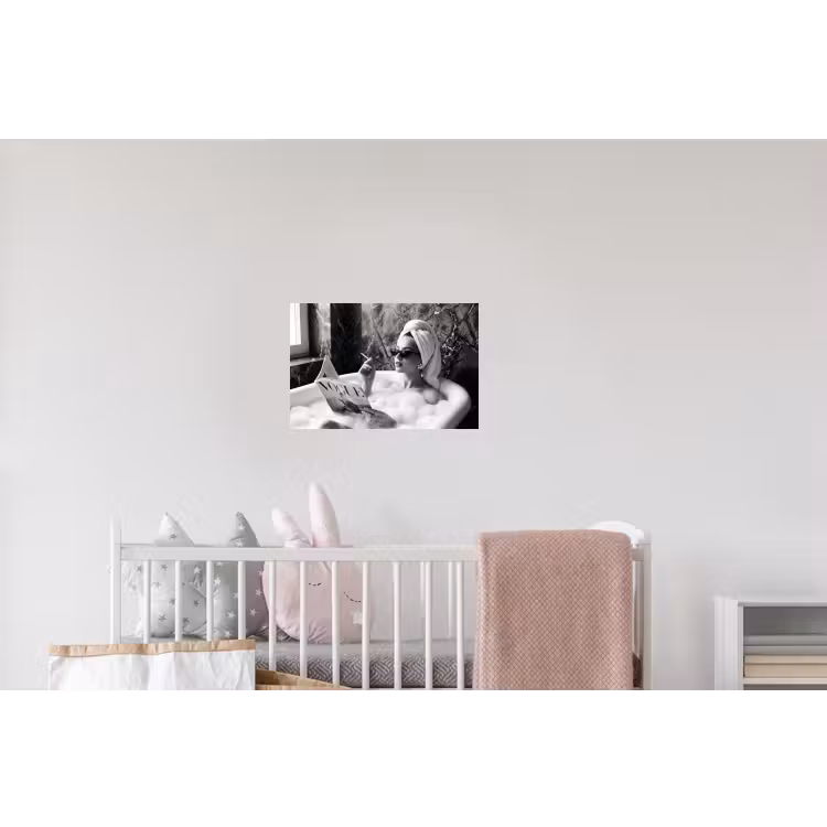 Relaxt - Bad - Zwart - Wit Muursticker klein -kinderkamer