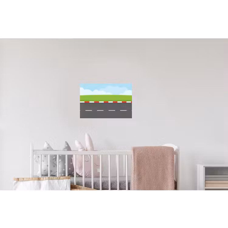 Racebaan - Illustratie - Sport - Kleurrijk Muursticker klein -kinderkamer