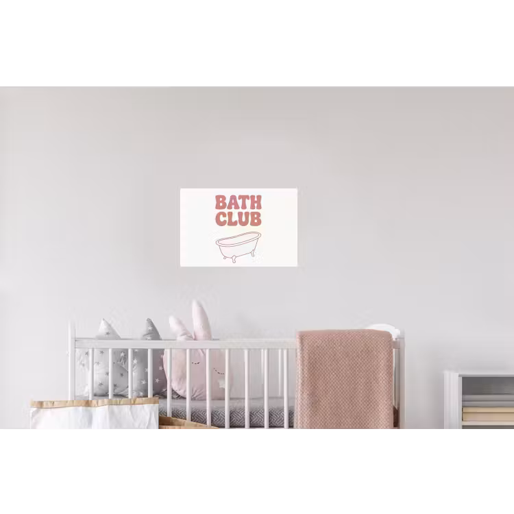 Retro - Bad - Roze Muursticker klein -kinderkamer