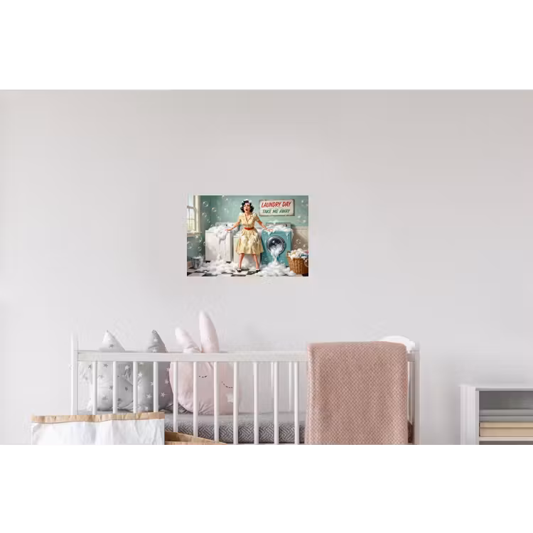 Retro - Blauw - Vrouw Muursticker klein -kinderkamer