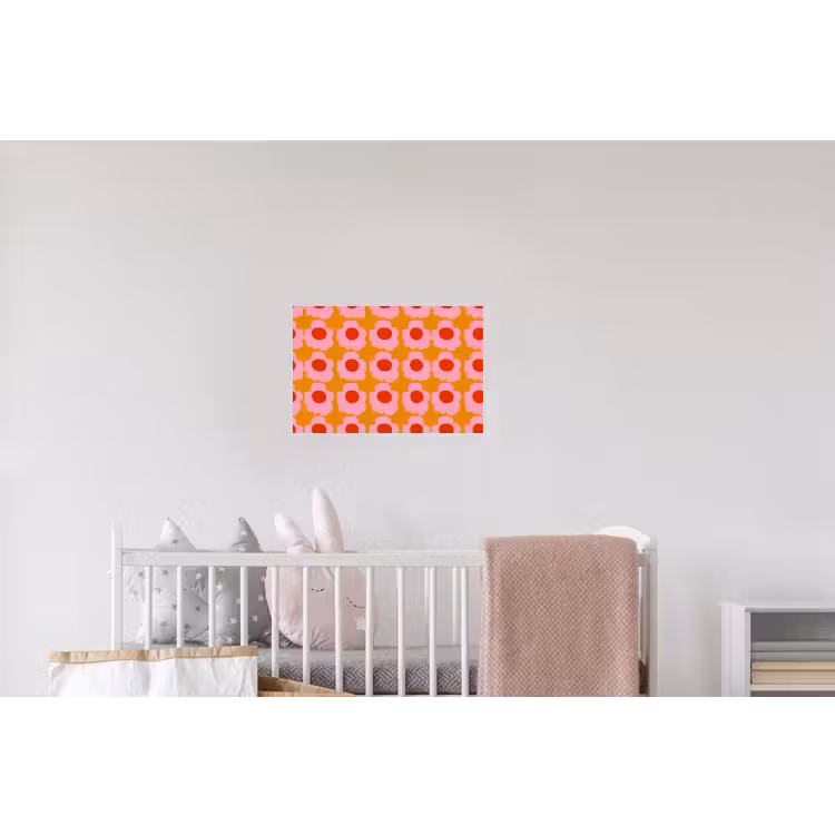 Retro - Bloemen - Roze Muursticker klein 286 -kinderkamer