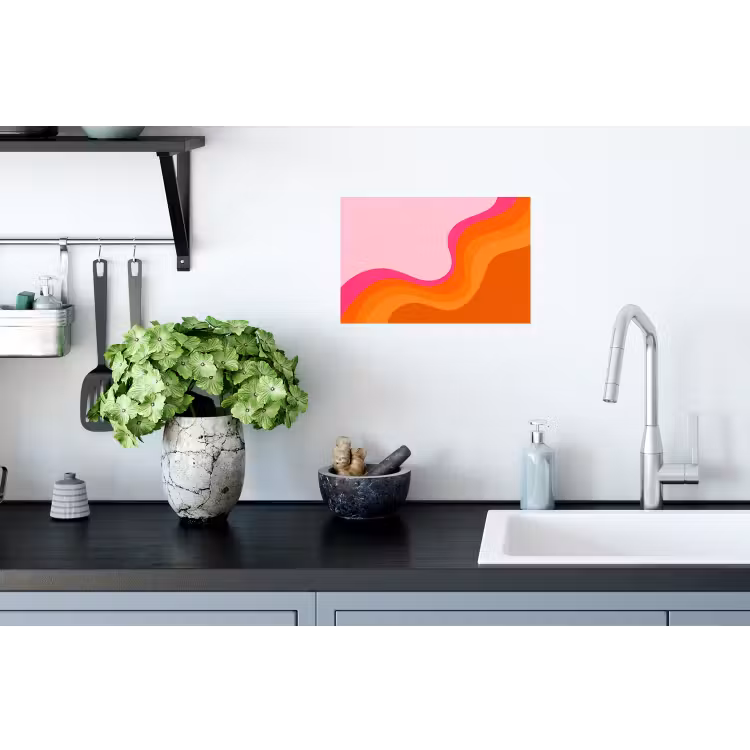 Retro - Waves - Kleurrijk Muursticker klein -keuken