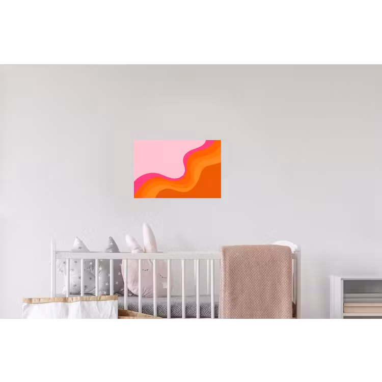 Retro - Waves - Kleurrijk Muursticker klein -kinderkamer