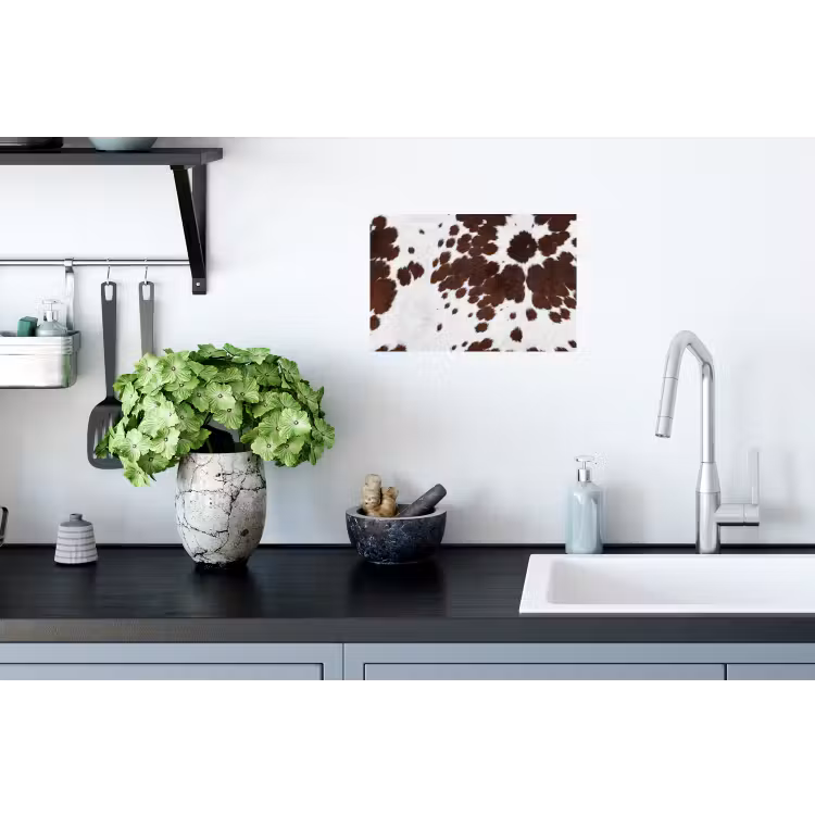 Koeienhuid - Klassiek - Bruin Muursticker klein -keuken