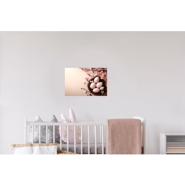 Roze - Bloesems - Eieren Muursticker klein -kinderkamer