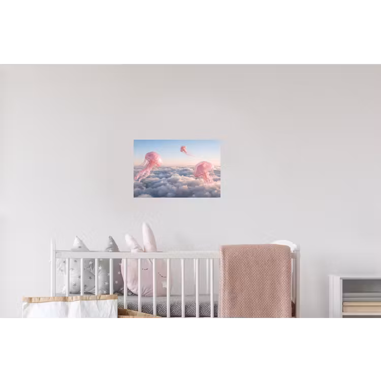 Wandtattoo – Rosa Tier – Wolken - Roze dier - Wolken Muursticker klein