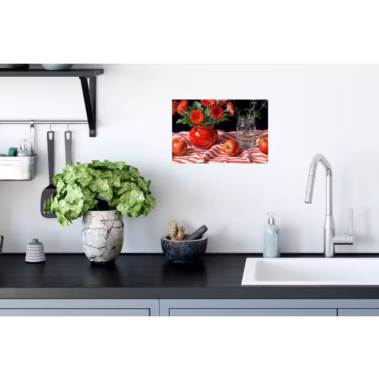 Wandtattoo – Rote Blumen – Vase - Rode bloemen - Vaas Muursticker klein