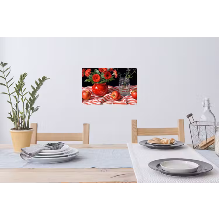 Wandtattoo – Rote Blumen – Vase - Rode bloemen - Vaas Muursticker klein