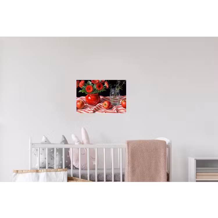 Wandtattoo – Rote Blumen – Vase - Rode bloemen - Vaas Muursticker klein
