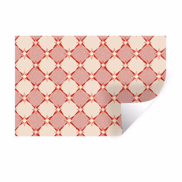 Ruiten - Sterren - Vintage - Oudroze - Rood Muursticker klein 286 -3d