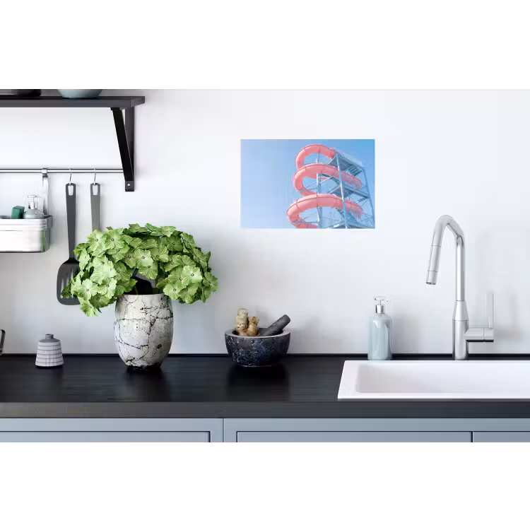 Glijbaan - Waterpark - Spiraal - Modern - Roze Muursticker klein -keuken
