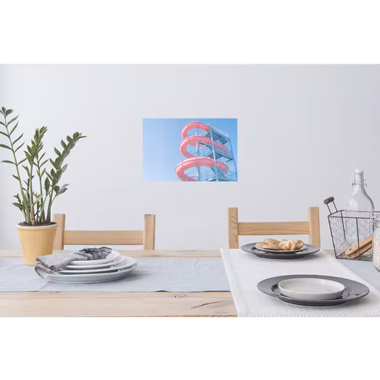 Glijbaan - Waterpark - Spiraal - Modern - Roze Muursticker klein -eettafel