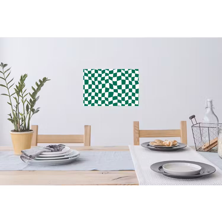Schaakbord - Golvend - Groen Muursticker klein 286 -eettafel