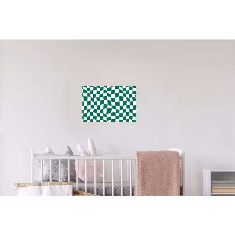 Schaakbord - Golvend - Groen Muursticker klein 286 -kinderkamer