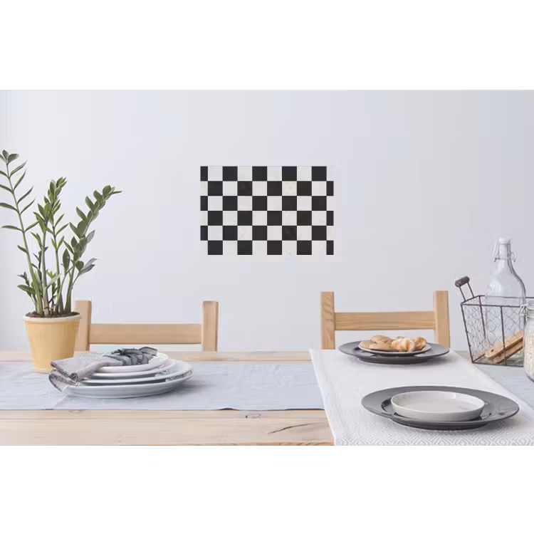 Dambord - Marmer - Zwart - Wit Muursticker klein 286 -eettafel