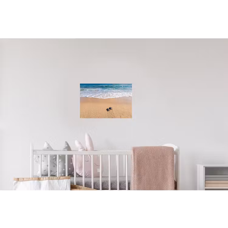 Schildpad - Jong - Strand - Oceaan - Blauw Muursticker klein -kinderkamer